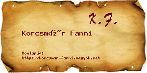 Korcsmár Fanni névjegykártya