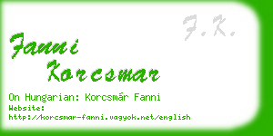 fanni korcsmar business card